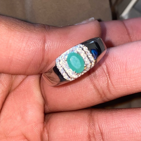 S925 natural emerald men’s ring - Picture 7 of 8